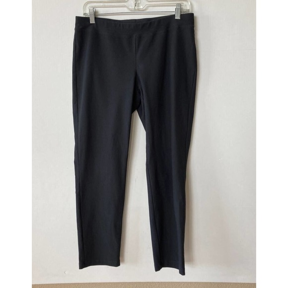 EILEEN FISHER Textured Dark Gray Viscose Stretch Straight Slim Pants Size S/P - Picture 1 of 7